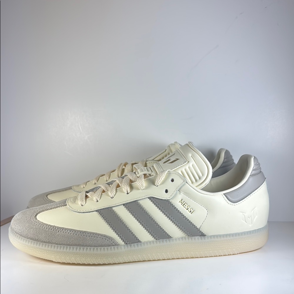 Adidas Samba Lionel Messi Men's Size 11.5 Cream and Gray Sneakers